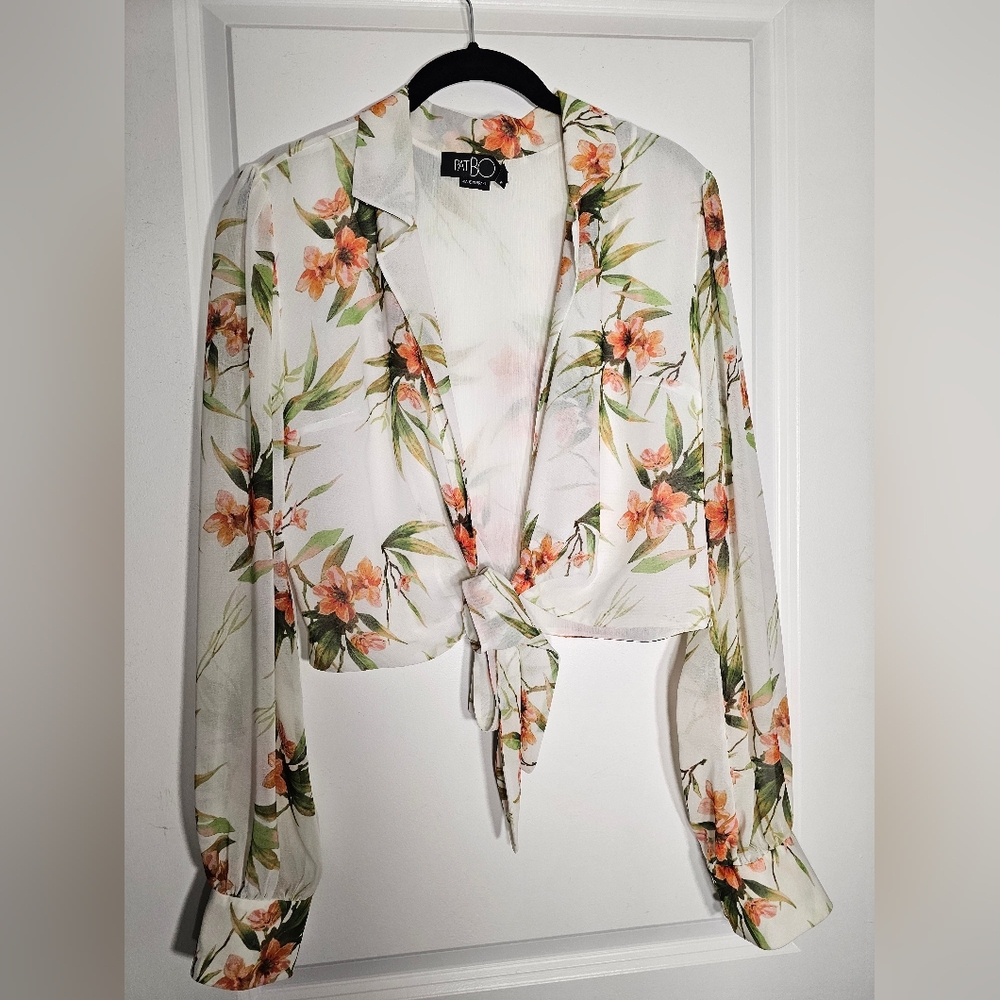 PatBo Floral Wrap Blouse